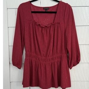 Lane Bryant Women's 10/12 Square Neck Eyelet Peplum Blouse Romantic Cottagecore